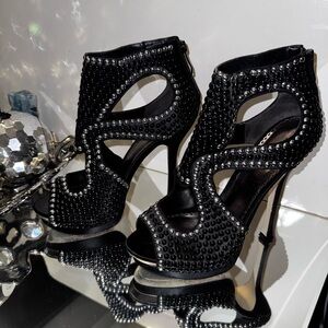 Studded Black High Heel Sandals “bebe”